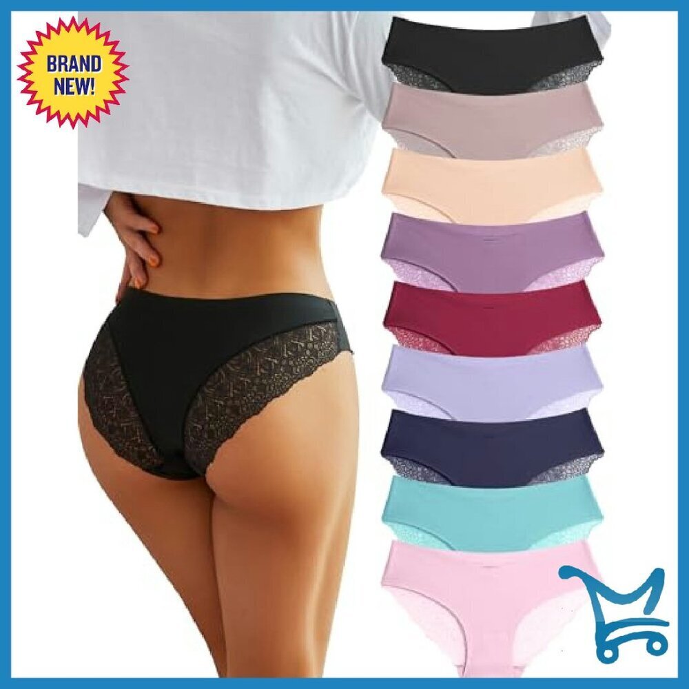 Seamless Lace Bikini Panties Multi-Pack No Show Cheeky Cut - Picture 2 of 8